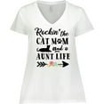 thumbnail image 3 of Inktastic Rockin' the Cat Mom and Aunt Life Women's Plus Size V-Neck T-Shirt, 3 of 5