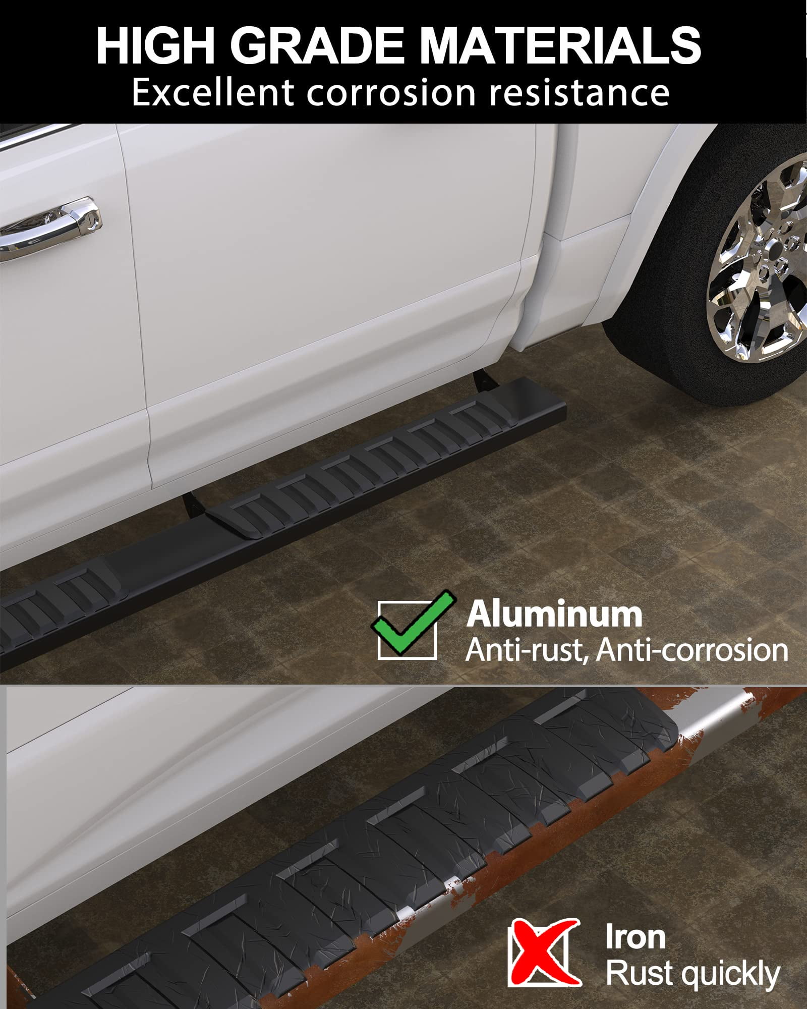 AOILE 6.3 Inch Running Boards – Aluminum Side Steps Nerf Bars for Toyota Tacoma Double Cab (2005-2025)