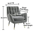 thumbnail image 4 of Art Leon Tufted Wingback Chair, Velvet Deep Upholstered Accent Chair for Living Room, Dark Gray, 4 of 9
