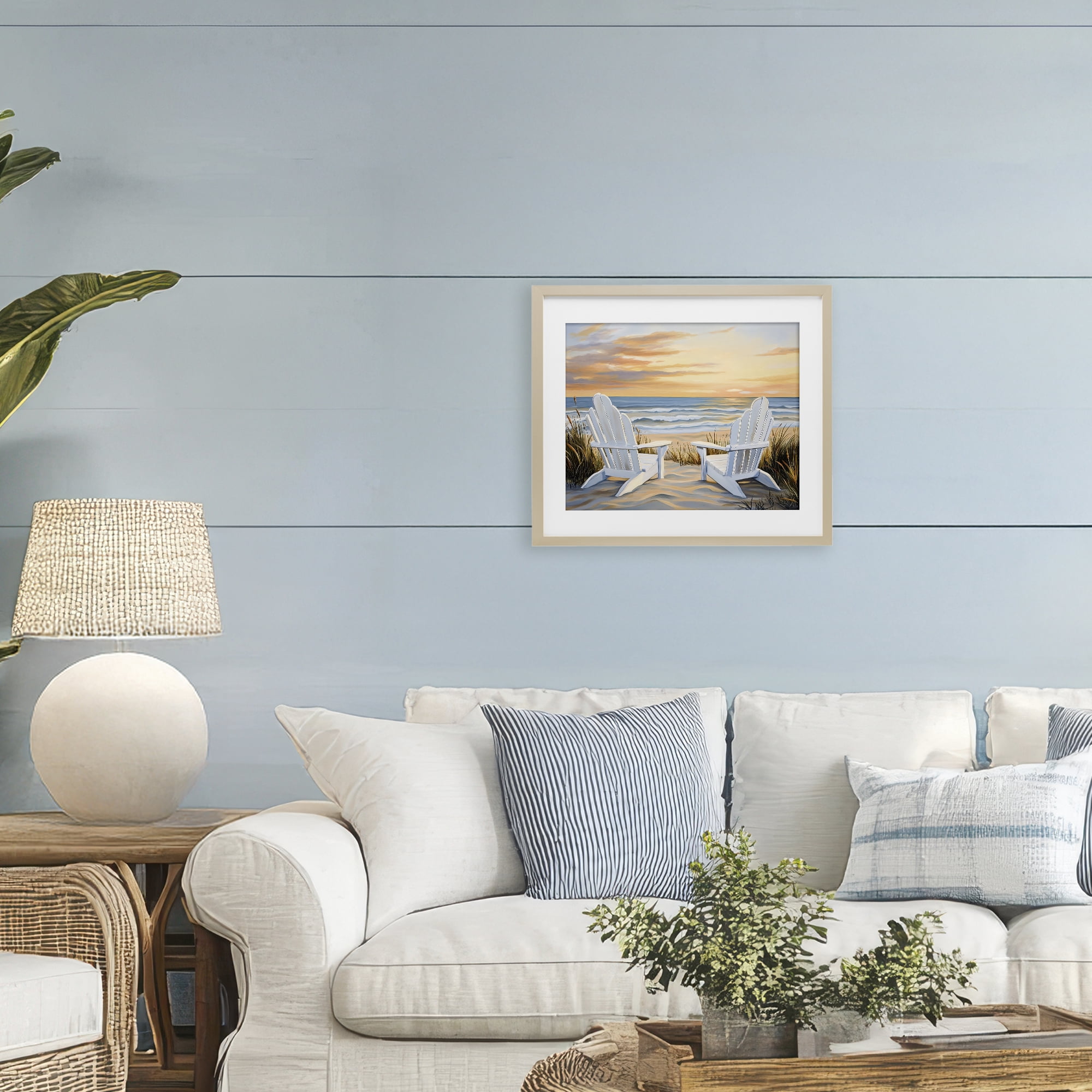 Stupell Industries Wave Watching Spot at Sunset Birch Framed Print Under Glass, design by Petal Prints Design