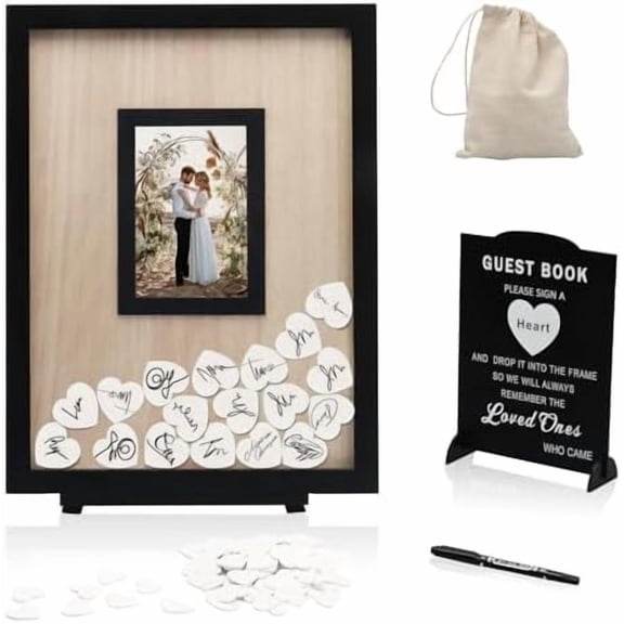 Wedding Guest Book Alternative, Guest Book Wedding Reception, Wedding Guest Book with Wooden Hearts Guest Book Signs for Wedding Anniversary Birthday Party Baby Shower$$Electronics Accessories