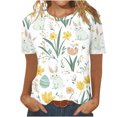 thumbnail image 3 of VBTAPA Easter Bunny T Shirt Womens Cute Rabbit Graphic Tee Shirts Trendy Casual Short Sleeve Crewneck Tops on Sale Multicolor XXL, 3 of 5