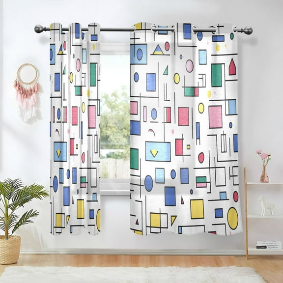 Yayeee Window Curtains Light Filtering 63"x42" Grommet Panel Pair Home Living Room Decor, Colorful Cartoon Graphic