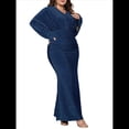 thumbnail image 2 of Vestido de Noche para Mujer, con Purpurina, Larga, Escote en V, Ajustado, Formal, con Lentejuelas, Talla Grande Azul XL, 2 of 7