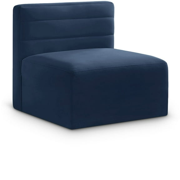 Meridian Furniture Quincy Navy Velvet Modular Armless Chair