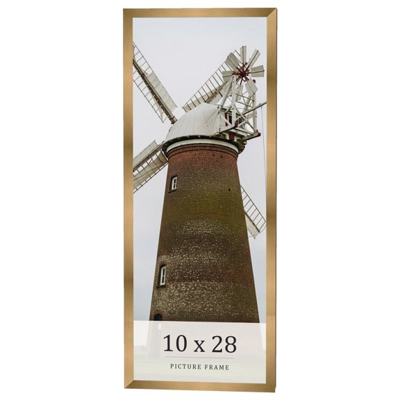 10x28 Frame Gold Bronze Solid Wood Picture Frame Width 0.75 Inches | Interior Frame Depth 0.5