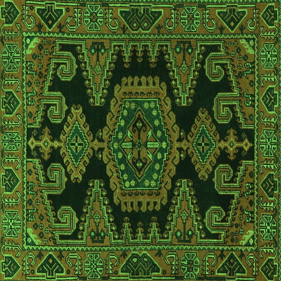 Ahgly Company Indoor Square Persian Green Traditional Area Rugs, 8' Square
