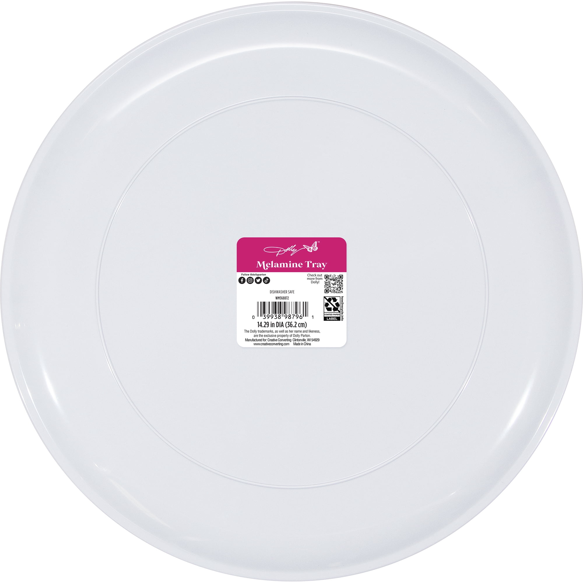 (2 pack) Dolly Parton 14" Round Multi-Color Melamine Serving Tray