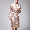 thumbnail image 4 of Holiday Clearance! ZVNAΖH Men's Silk Feeling Bathrobes Long Sleeve Satin Kimono Robe Sleepwear Printed Bathrobes, 4 of 8