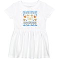 thumbnail image 3 of Inktastic Happy Hanukkah Sweater Style Design with Menorah and Dreidel Girls Baby Dress, 3 of 5