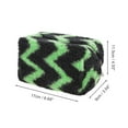 thumbnail image 2 of Unique Bargains 1 Pc Durable Stripes Makeup Bag Black Green Fleece, 2 of 4