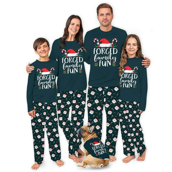 Christmas Family Matching Pajamas Set, Festive Navy Design with Santa, Size NB - Men 6XL And Pets