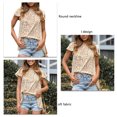 thumbnail image 4 of Mujeres floral manga corta camisa ruffle cuello redondo flor impresión mujer ruffle camisa superior para verano albaricoque S, 4 of 5
