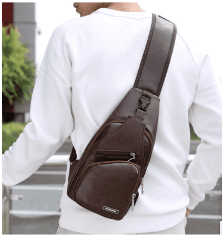 US Men Women Shoulder Bag Sling Chest Pack USB Charging Sports Crossbody Handbag 
