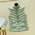 thumbnail image 4 of wdsxpo Womens Winter Quilted Jackets Trendy Lightweight Stand Collar Puffer Vest Jacket Warm Outerwear Coats with Zipper Pockets, 4 of 8