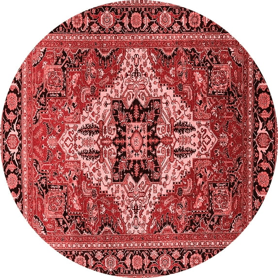 Ahgly Company Indoor Round Oriental Red Industrial Area Rugs, 5' Round