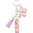 thumbnail image 1 of ORUYROP Initials Letter Keychain Pink Tassel Butterfly Pendant for Women Girls Wallet Backpack Purses, 1 of 3