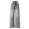 thumbnail image 2 of FEDPOP Girls Baggy Wide Leg Jeans, Elastic Waist Pull-On Denim Pants with Pockets, Casual Loose Teen Jeans, Gray, 12-16Y, 2 of 7