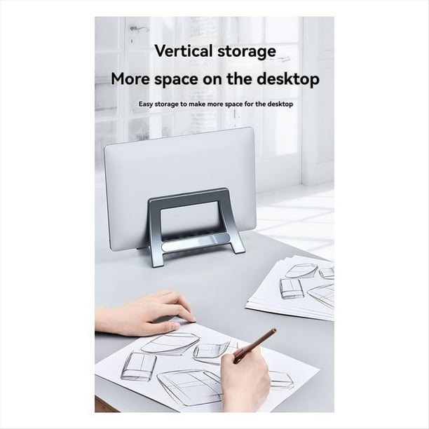 Soporte Vertical para Computadora Portátil, Soporte Universal para Escritorio, Base para Computadora Portátil, Soporte Plegable para Tableta, Color Plateado