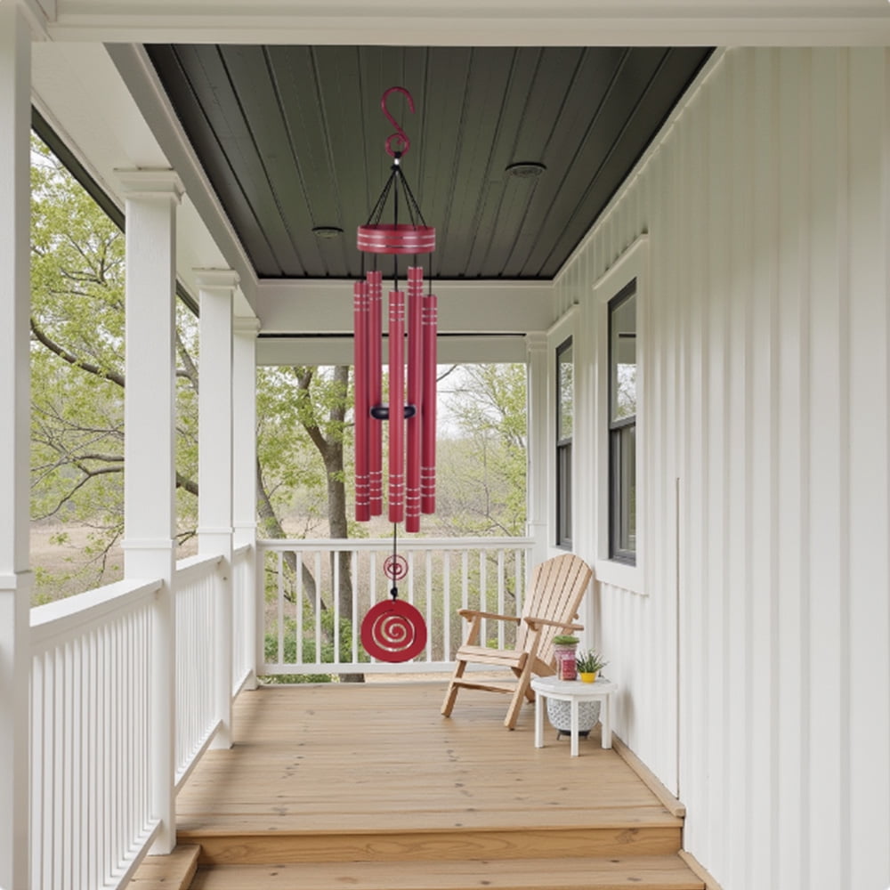 Sunset Vista Design 41" Heavy Tone Wind Chimes, Modern Wind Chimes with Aluminum Tubes and S Hook,Outdoor/Indoor Wind Chimes for Home Garden Hanging Decor,Window Wind Bells, Red