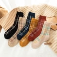 thumbnail image 2 of Calcetines de lana Vintage para mujer, calcetín abrigado con diseño de tiras clásicas, calcetín de moda para mujer, invierno cálido y grueso, 1 par, 2 of 5