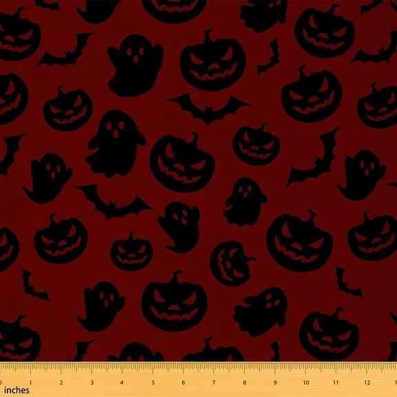 Castle Fairy Ghost Pumpkin Bat Fabric by the Yard 1 Yard,Happy Halloween Home Decor Fabric by the Yard,Gothic Style Room Decor Fabric by the Yard,Super Cozy Room Decor