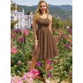 thumbnail image 2 of Vestido Belle Poque vintage sin mangas en forma de A Swing Brown, 2 of 7