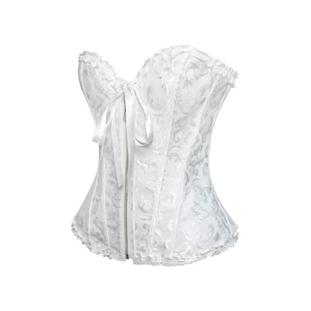 FEORJGP Women Corset Tops Floral Lace Bustier Overbust Tie-Up Strapless Tube Tops Vintage Court Gown Lingerie Bodyshaper Tops Plus Size XS-6XL