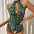 thumbnail image 3 of Gibobby Traje de Uniforme Body de para mujer, lencería para juegos de rol, lencería Sexy para mujer, lencería de encaje a cuadros rojos(Verde, XXXXL), 3 of 5