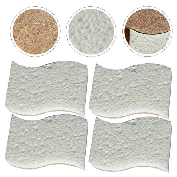 SEWCHICS Washable Sponges Dishes Wood Fiber White 6Pcs