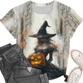 thumbnail image 3 of Women's Witch Graphic T-Shirts Halloween Pumpkin Tops Short Sleeve Crewneck Casual Fall Tees Novelty Holiday Blouse for Season Comfortable Fit, 3 of 6
