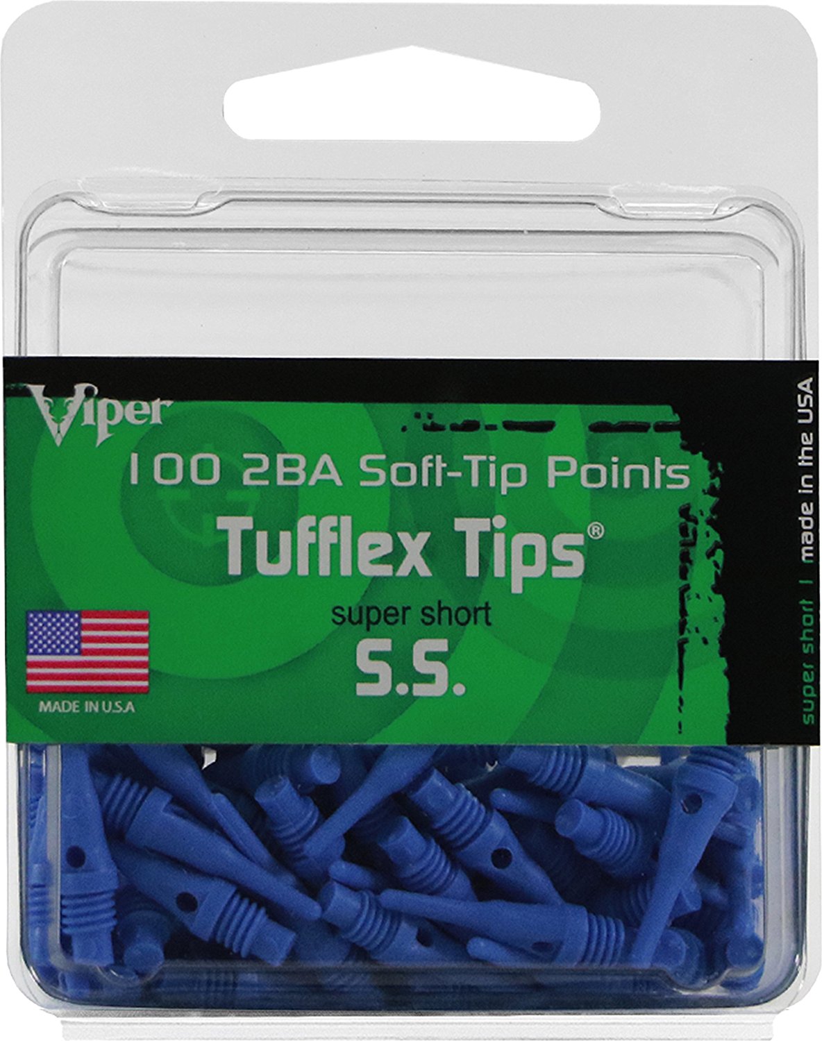 Viper 2BA Tufflex Tips S.S Super Short Soft Tip Dart Points Black 1000 Pack