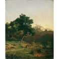 thumbnail image 2 of Adolf Christian Baumann 15x18 Black Ornate Wood Framed Double Matted Museum Art Print Titled - Landscape with Castle (1863), 2 of 5