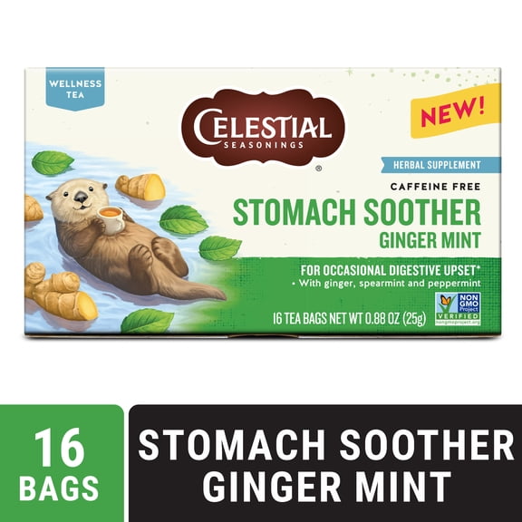 Celestial Seasonings Stomach Soother Wellness Herbal Tea Bags, 16 Count