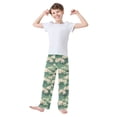 thumbnail image 2 of FORMRS Boys Pajama Pants with Pockets Size 6-8Y Kids Lounge Sleep Bottoms, Green Wave Pattern, 2 of 8