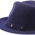 thumbnail image 7 of Journey Navy Wool Felt Fedora Hat Crushable & Packable, 100% Australian Wool Felt, Travel Hat with Decorative Band & Walrus Pin - H7009, 7 of 7