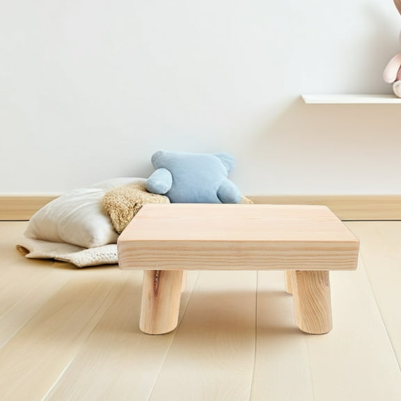 WEUVEB Wooden Step Stool Khaki Multifunctional and Lightweight for Office Use