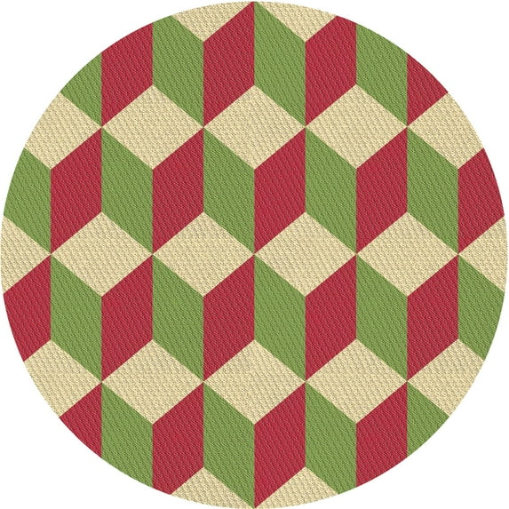 Ahgly Company Indoor Round Patterned Grapefruit Red Area Rugs, 8' Round