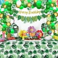 thumbnail image 6 of Tropical Balloons Arch Garland Kit Hawaiian Party Happy Birthday Banner Tropical Palm Leaves Tablecloth for Tropical Hawaii Aloha Luau Dinosaur Safari Baby Shower Wedding Theme Party Decorations, 6 of 7