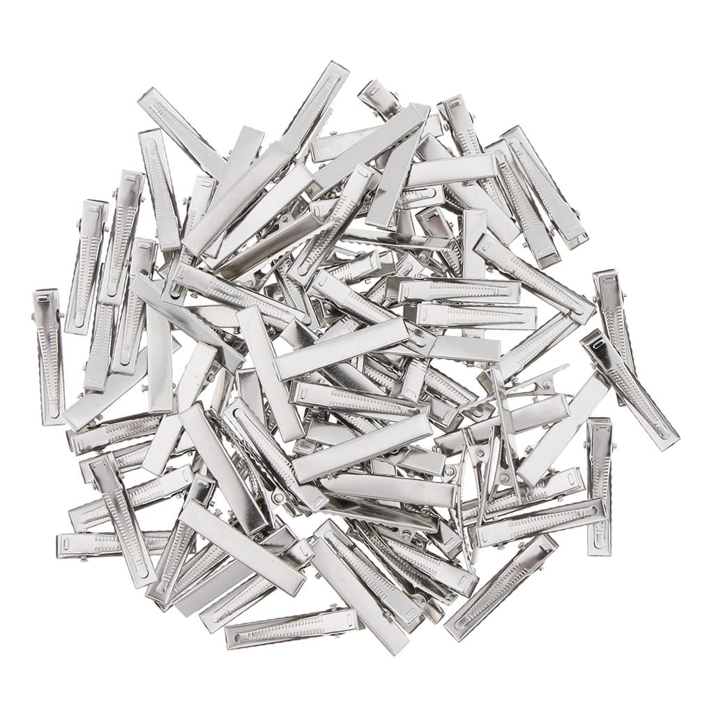 FVDPWYE 150Pcs Single Prong 6x55mm Metal Alligator Hair Clips with Teeth Salon Girls