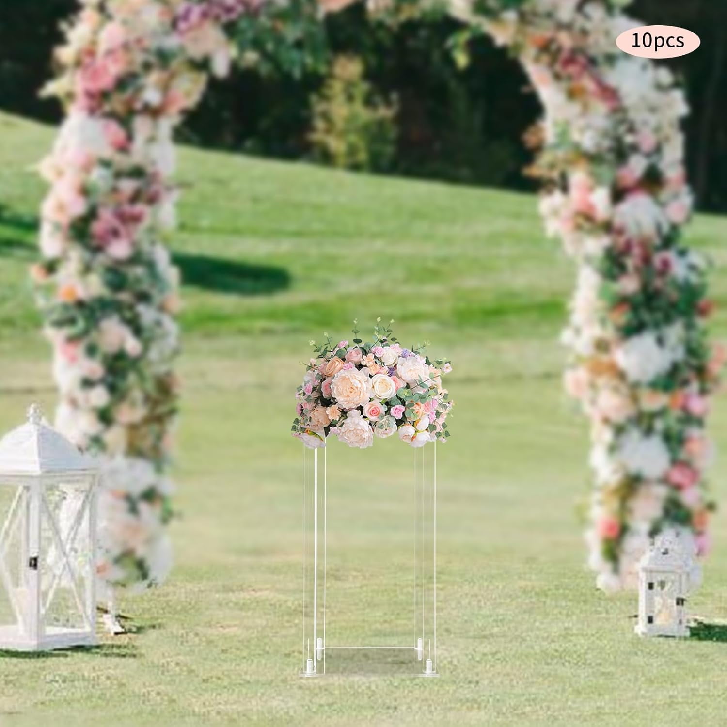 Acrylic Floral Stand Wedding Centerpieces for Tables, 10PCS Geometric Vases for Centerpieces Bulk Birthday Baby Shower Party Decoration (15.75inch Tall)