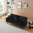 thumbnail image 2 of EBQOSK Minimalist Style, Straight-Line Corduroy Sofa Suitable for Sitting and Lying In The Living Room and Bedroom Black, 2 of 7