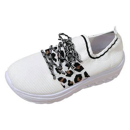 

Dyfzdhu Fashion Spring And Summer Women Sports Shoes Thick Soles Light Lace Up Comfortable Leopard Print Casual Style