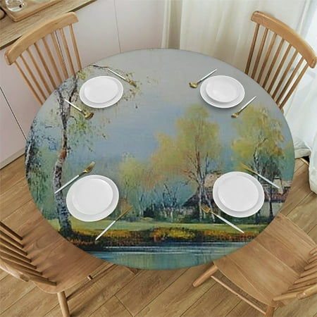 

Palnkart Nature Floral Round Tablecloth with Elastic Edge Stain-Resistant and Washable Ideal for Indoor and Outdoor Events Multiple Sizes Available 38 -42