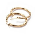 thumbnail image 2 of 201 Stainless Steel Hoop Earrings with 304 Stainless Steel Pin Hypoallergenic Earrings Ring Shape Golden 9 Gauge 36x3mm Pin: 0.7x1mm, 2 of 2