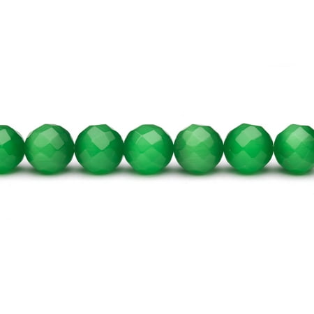 Light Green Glass Eyes - Emerald Green Cat's Eye Beads Faceted Round Fiber Optic Glass Beads 16mm