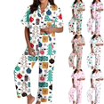 thumbnail image 6 of Yokua Christmas Pajamas Women's Two-Piece Christmas Pajamas Long Sleeve Button Shirt and Pants Set Home Clothes, 6 of 6