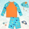 thumbnail image 3 of NIPAXO Boys Swimwear Long Sleeve Shark Graphic Sun Protection Quick Dry Swim Suit for Boys with Swim Shorts and Hat Set,Sizes 4-5Y, 3 of 8