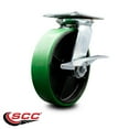 thumbnail image 2 of 8 Inch Heavy Duty Green Poly on Cast Iron Caster with Roller Bearing and Brake, 2 of 2