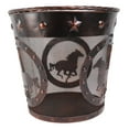 thumbnail image 3 of Rustic Western Horses Stars Studs Braided Rope Trim Metal Wire Waste Basket Bin, 3 of 5